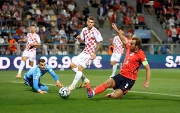 England national team celebrating a victory in the Nations League match