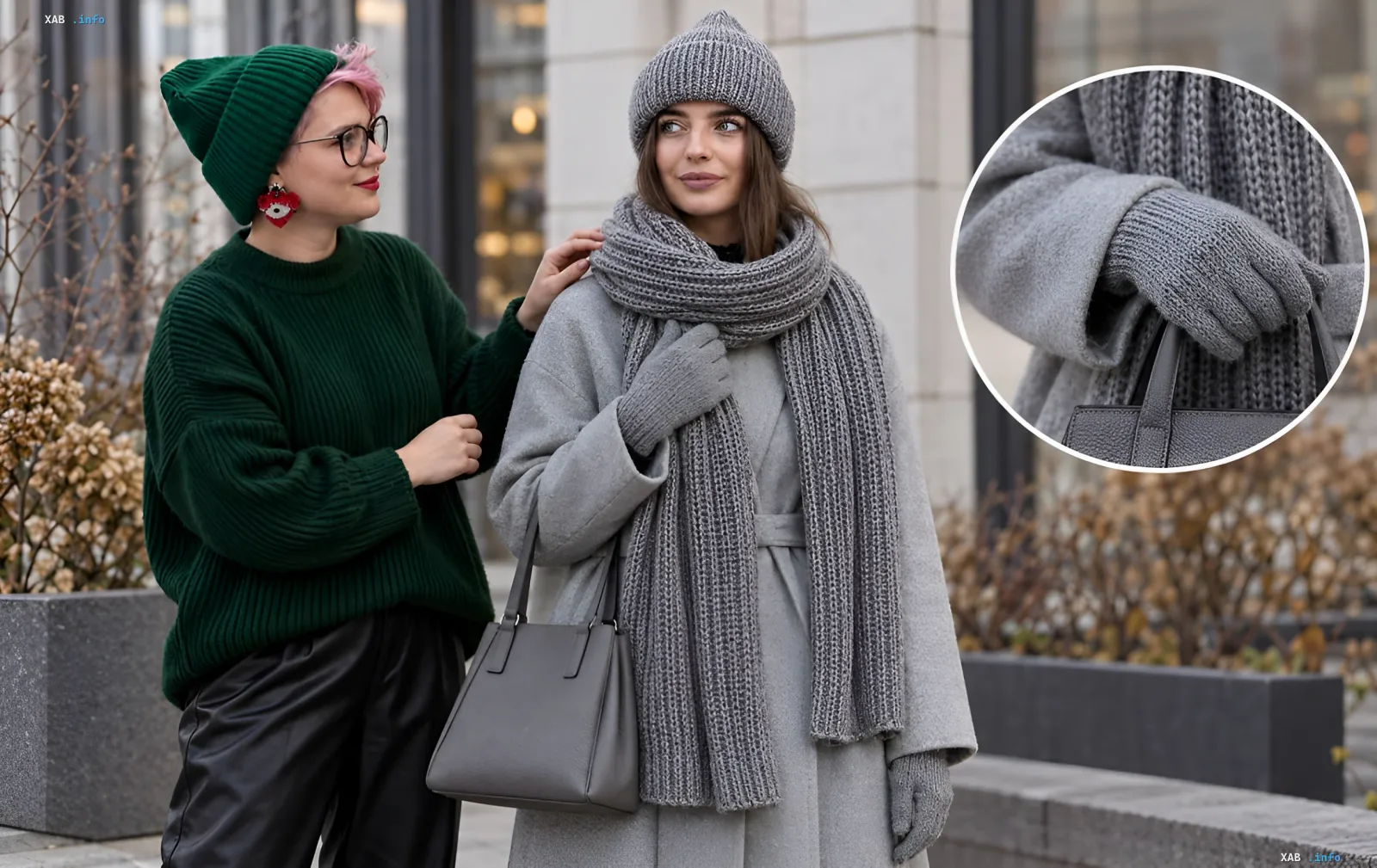 Woman in a stylish coat, hat, and scarf