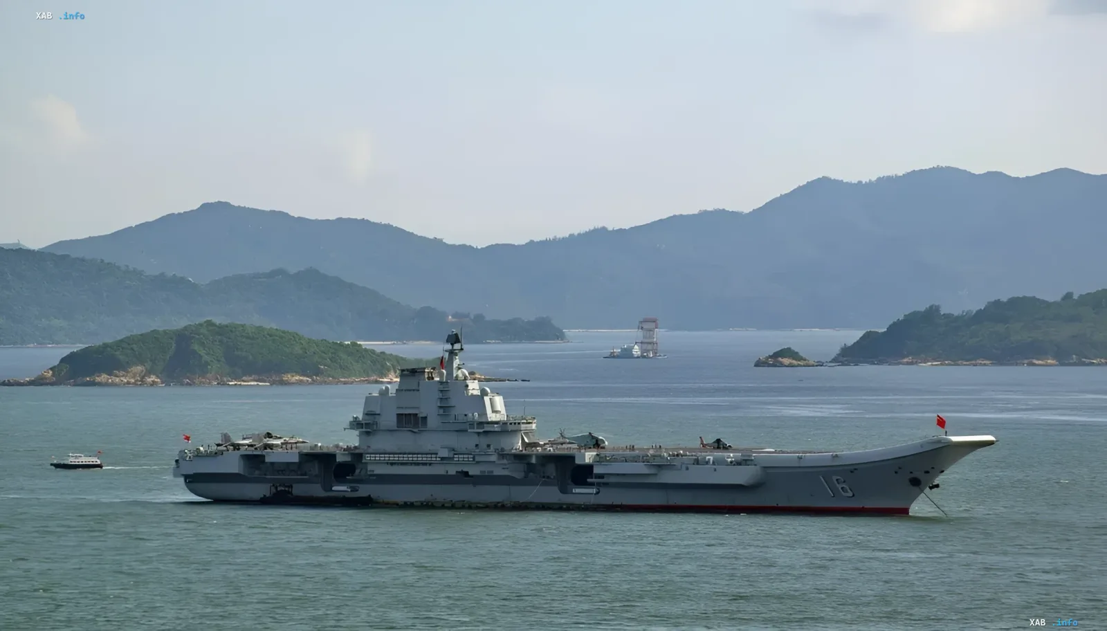 US and Chinese military warships in the ocean