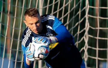 Ukraine-Torhüter Dmytro Riznyk auf dem Spielfeld während des Nations-League-Spiels