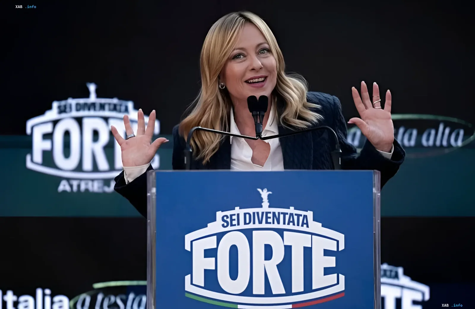 Die italienische Premierministerin Giorgia Meloni bei einer Rede