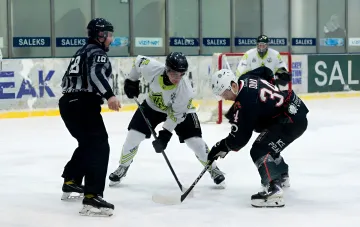 Kremenchuk hockey players on the ice during the Ukrainian Championship match