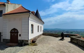 Autumn landscape of Transcarpathia with ancient castles and golden forests