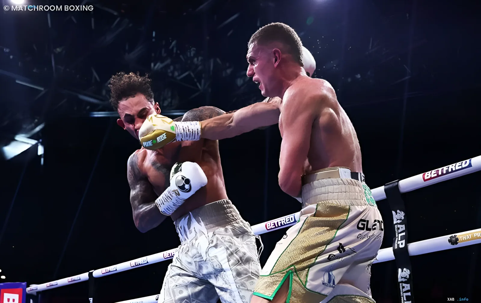 British boxer Ben Whittaker in a tense bout
