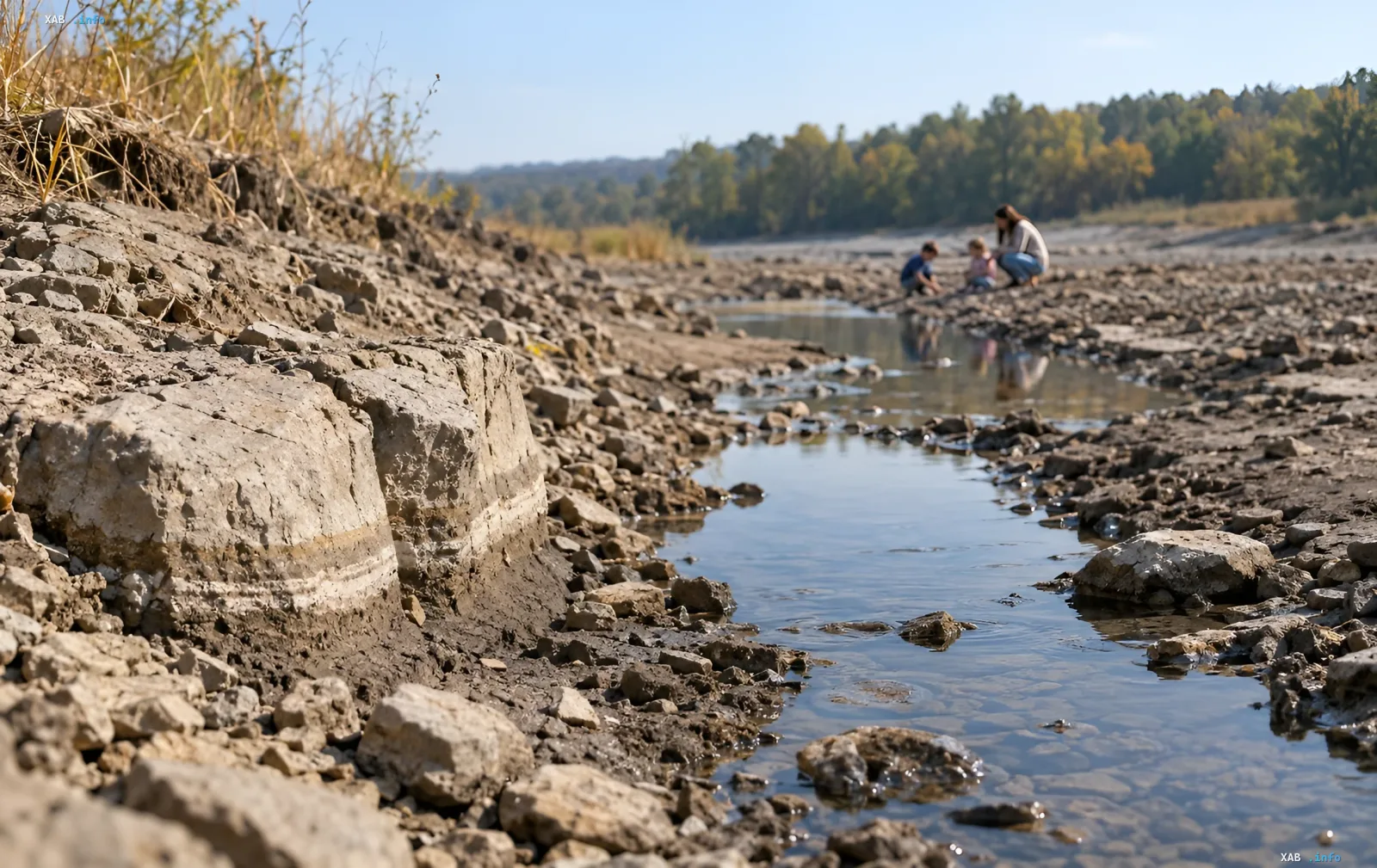 Dried-up riverbed in Ukraine during the autumn hydrological drought