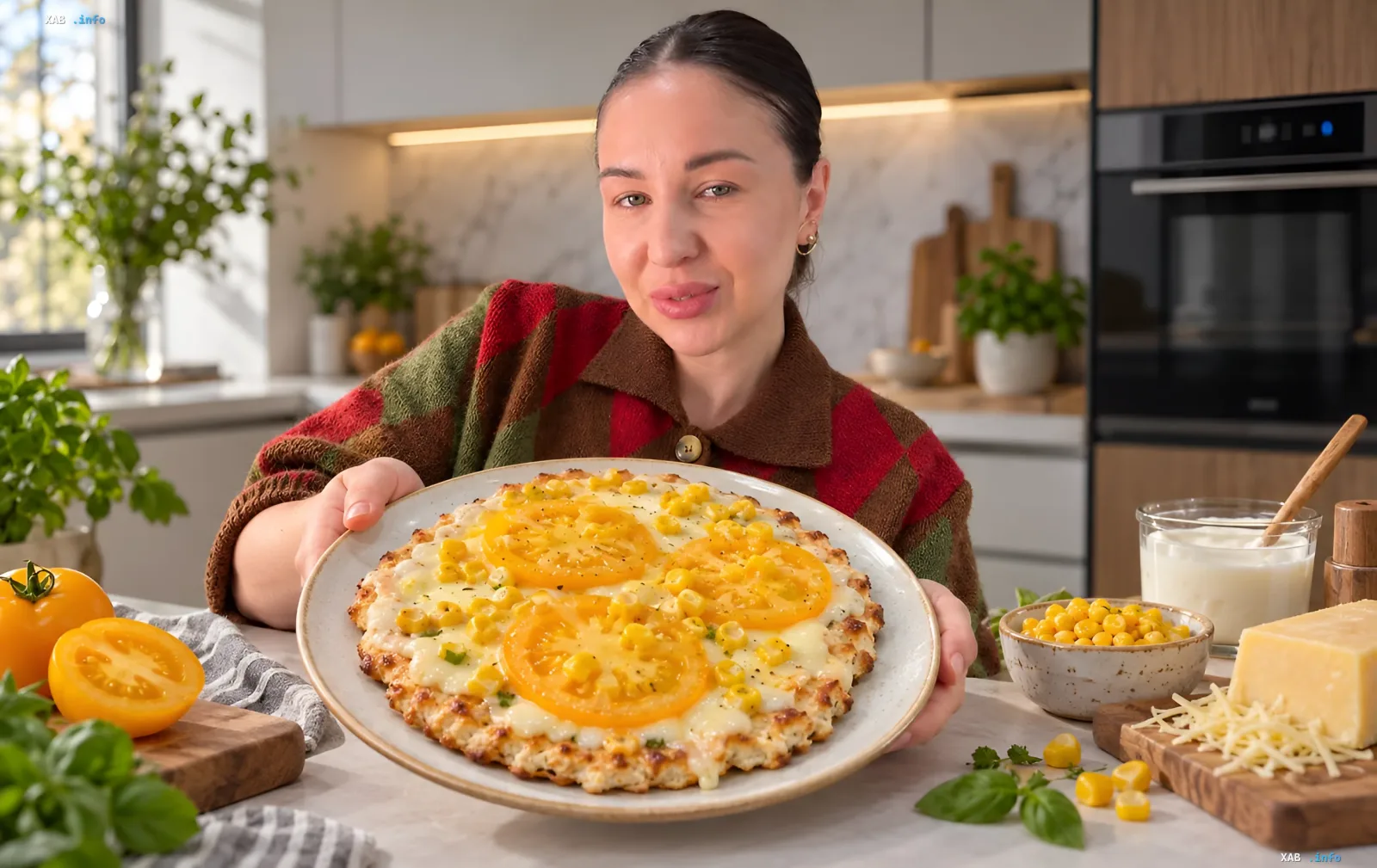 Cooking high-protein pizza in a frying pan following Victoria Radostnaya's recipe