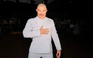 Makeup artist Alexis Stone as Thierry Mugler at the Mugler show in Paris