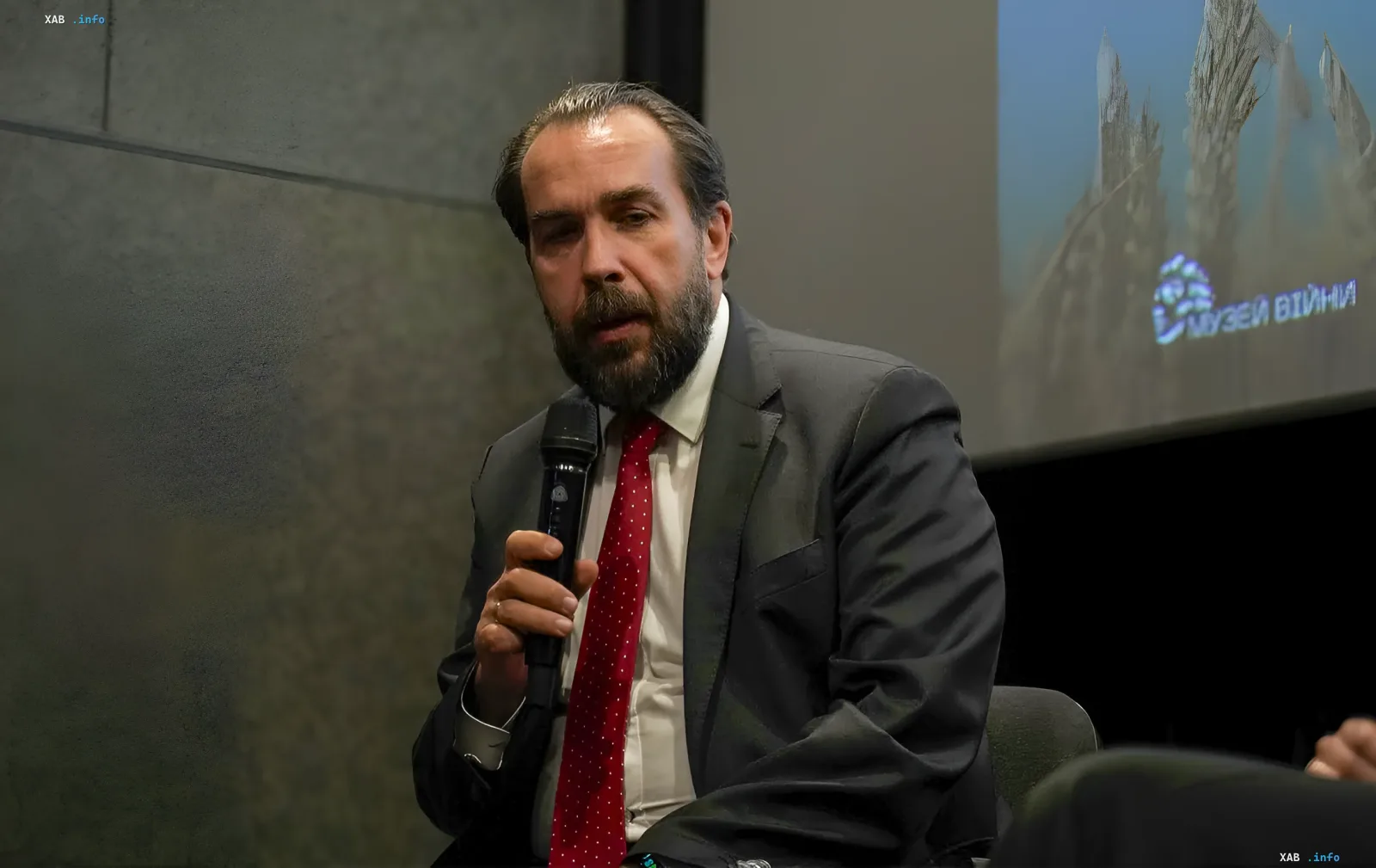 Polish Chargé d'Affaires Piotr Łukasiewicz speaking about Russia