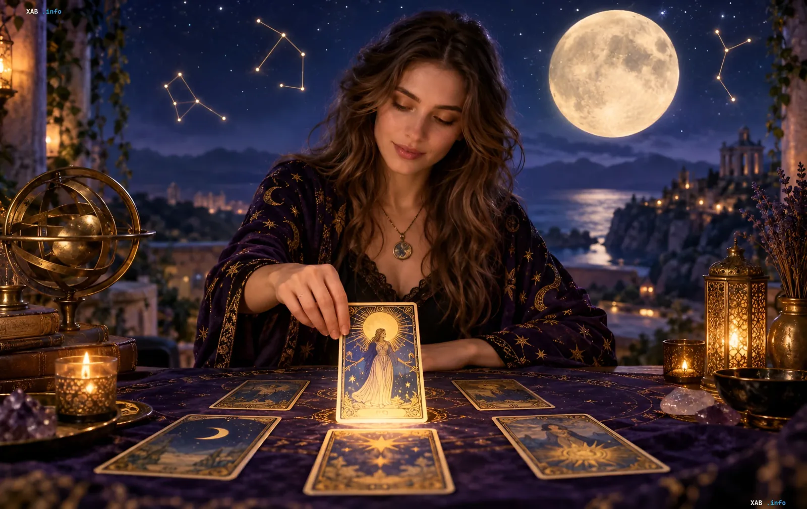 Tarot cards and zodiac signs against the background of the autumn forecast