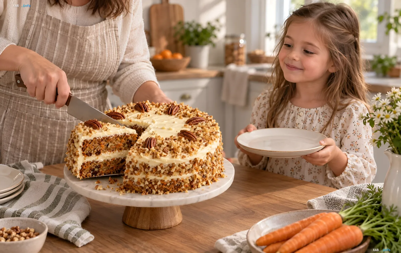 Appetizing Starbucks-style carrot cake with cream cheese and cinnamon on a plate