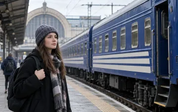 Поїзд Укрзалізниці на вокзалі