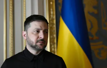 Ukrainian President Volodymyr Zelenskyy during a meeting on critical infrastructure protection
