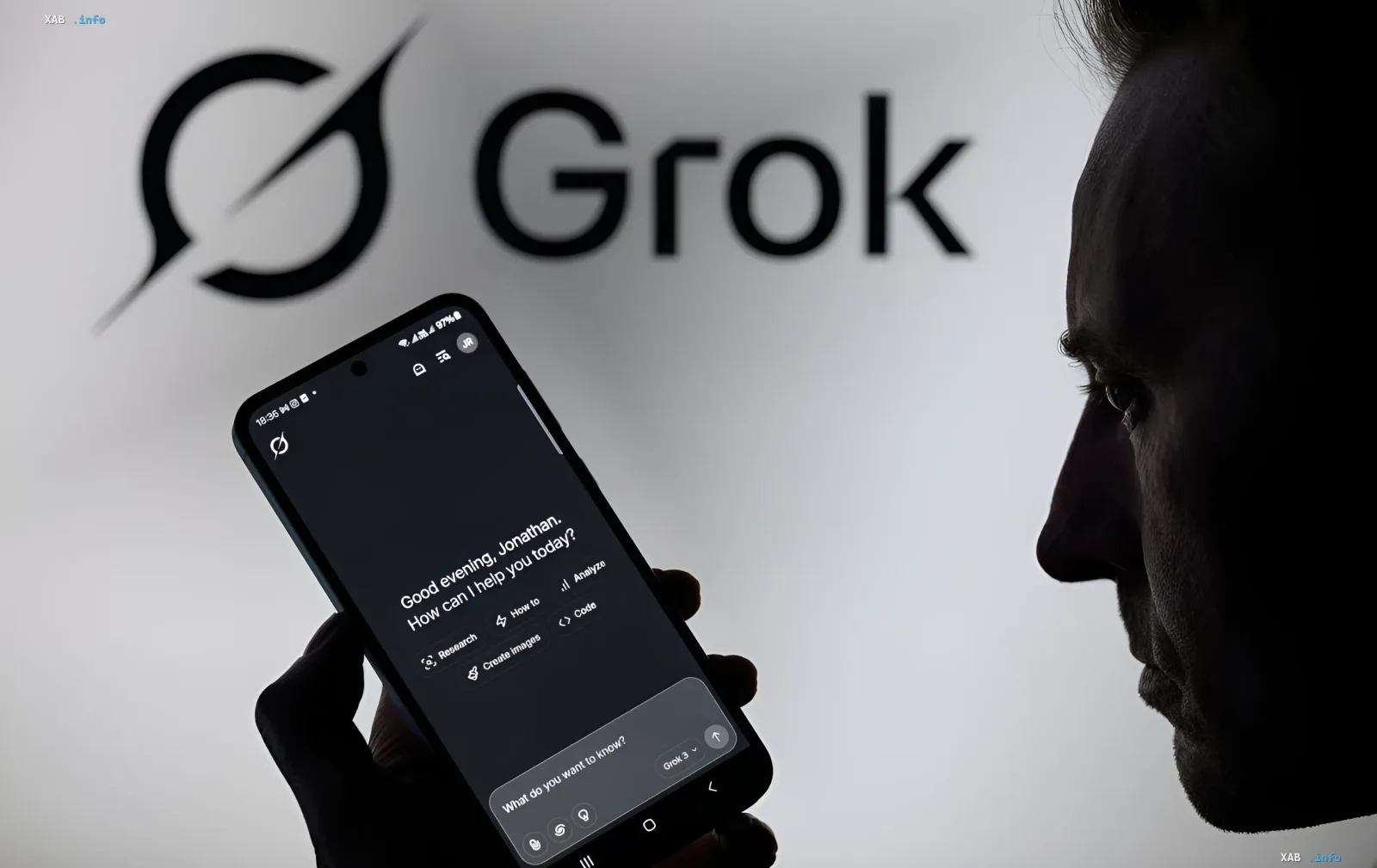 Илон Маск и интерфейс автономного агента Grok Bot