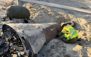 Demining of an unexploded Russian missile in the Darnytskyi district of Kyiv
