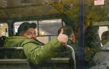 Russian servicemen on the front line