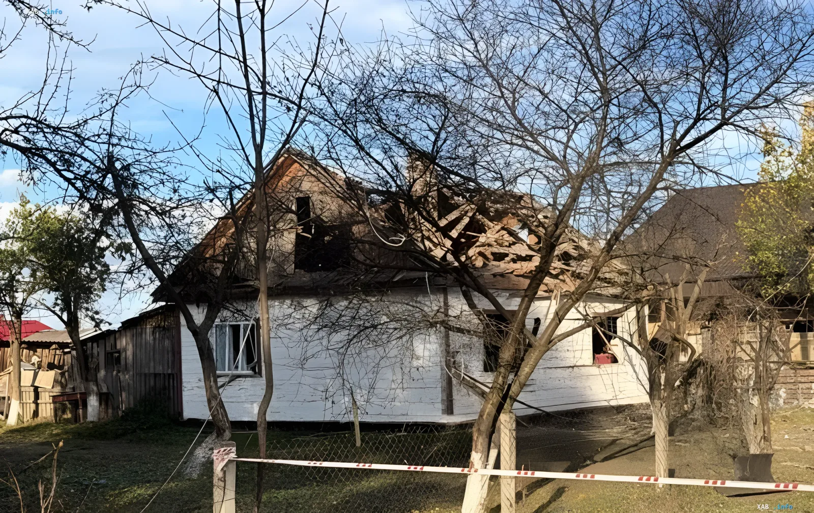 Aftermath of the hostile strike on a residential house in Rivne region