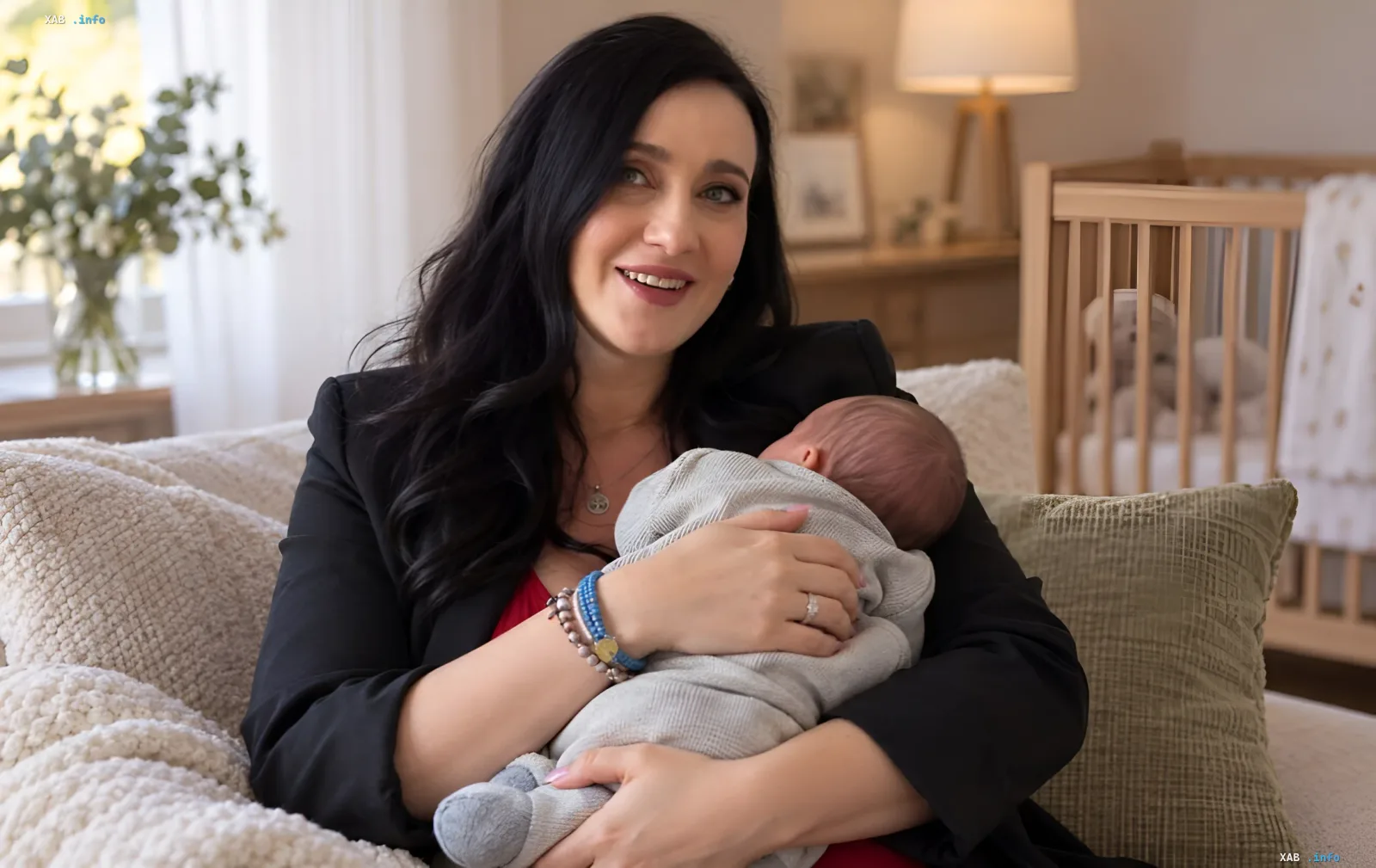Solomiya Vitvitska with newborn son Ustym