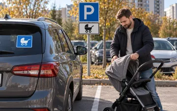 Signs and markings of parking spaces for drivers with children in Ukraine