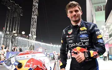 Max Verstappen driving a Red Bull car on the track during the Singapore Grand Prix