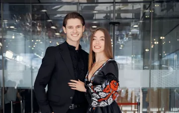 Yevhen Lesnychyi and Angelina Samchyk at their wedding in Kyiv