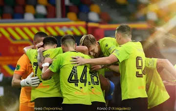 Ternopil Niva midfielder Artem Gabelok celebrating a goal