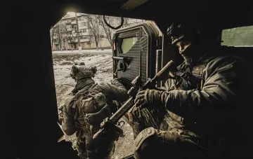 GUR special forces fighters during an operation
