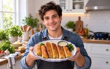 Crispy tortillas with chicken and mozzarella on a plate