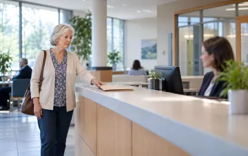 An elderly person calculating pension payments using a calculator