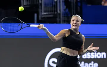 Ukrainian tennis player Oleksandra Oleynikova on the court