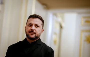 Ukrainian President Volodymyr Zelenskyy speaking