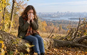 Luftverschmutzung und Smog über einer Stadt in der Ukraine