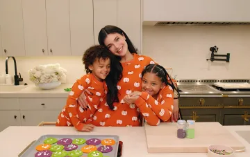Kylie Jenner baking themed Halloween cookies with her kids