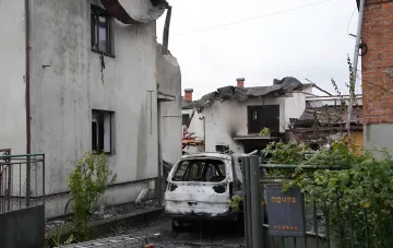 Разрушенный в результате атаки реактивных БПЛА дом во Львовской области