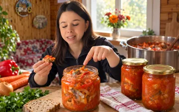 Салака в томатном соусе с овощами в тарелке