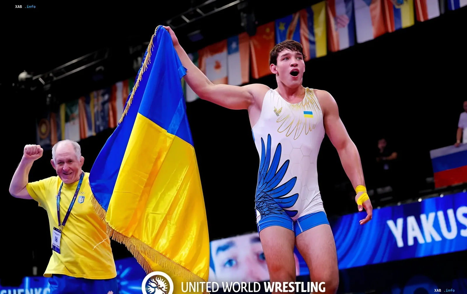 Ukrainian wrestler Yegor Yakushenko at the U-23 World Championship in Las Vegas