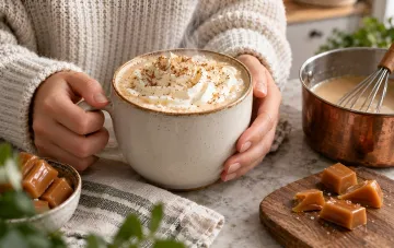 Карамельний чай з цукерками Корівка у чашці