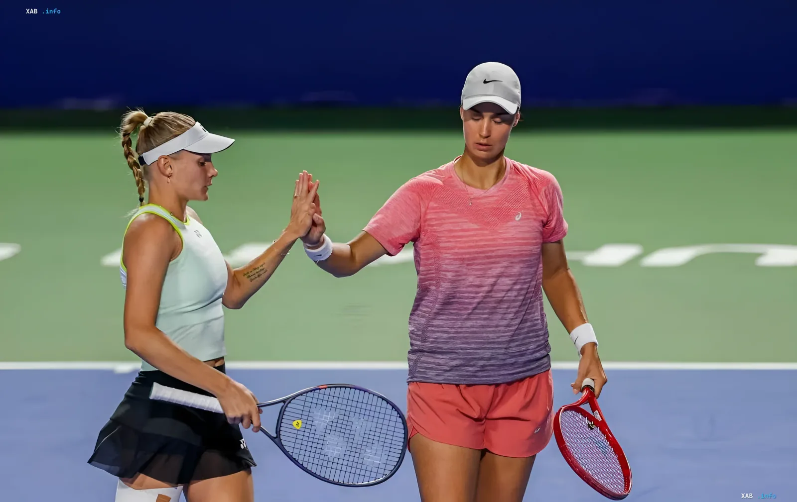 Dayana Yastremska and Angelina Kalinina at a tennis tournament