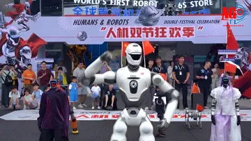 Humanoid robot on an automated assembly line in China