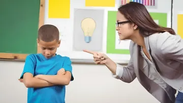 Teacher in a school classroom in Denmark