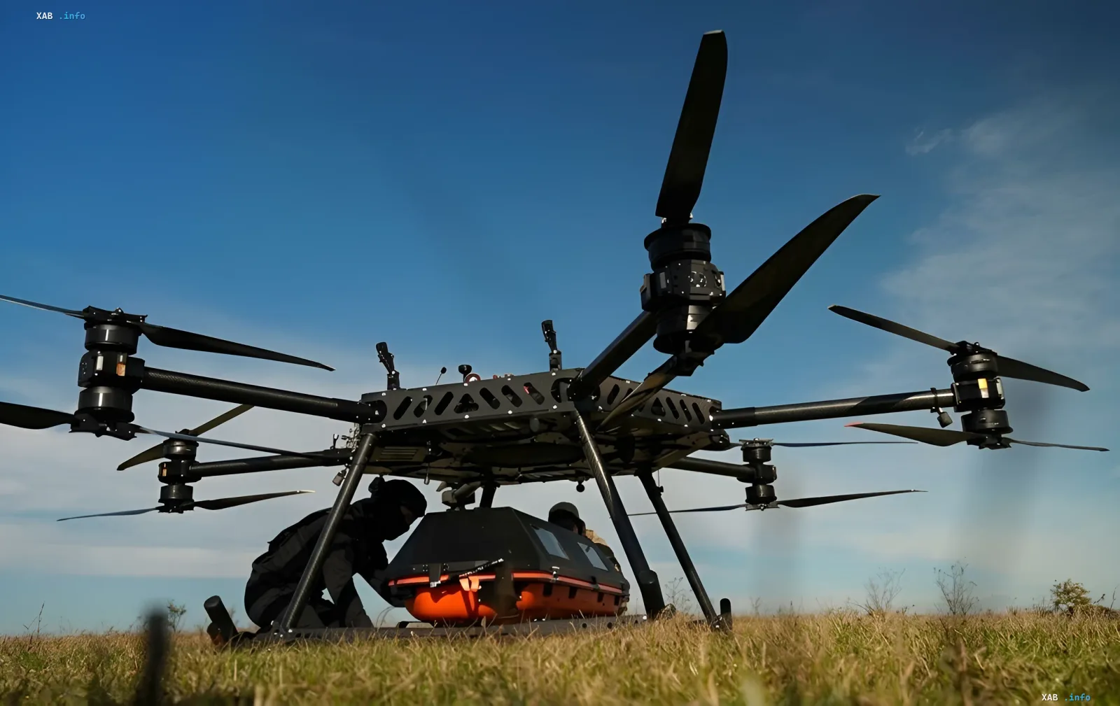 Large multi-rotor StarGate drone by SkyFall for wounded evacuation in field conditions