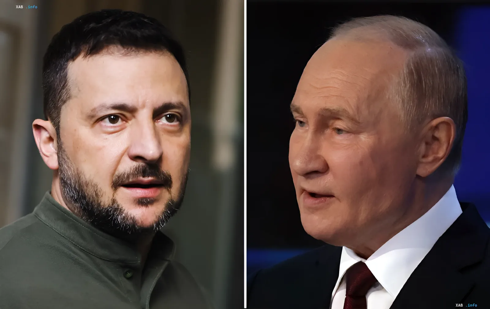 Владимир Зеленский и Владимир Путин на официальных портретных фотографиях