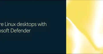 Екран із заголовком Microsoft Defender для Linux на жовтому абстрактному фоні