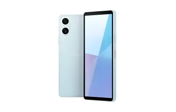 Hellblaues Sony Xperia 10 VI Smartphone mit Dual-Kamera auf der Rückseite