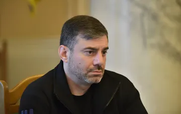 Ukrainian Parliament Commissioner for Human Rights Dmytro Lubinets during a meeting