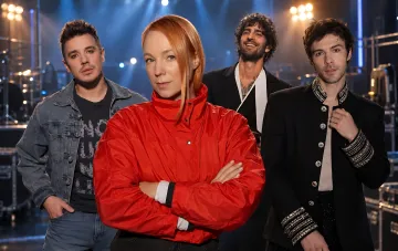 Four participants of Fabrika Zirok season two posing together on stage