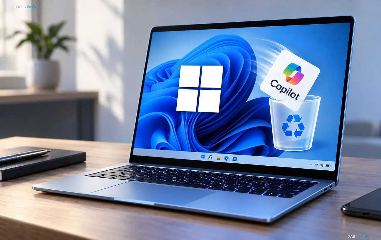 Ein Laptop mit dem Betriebssystem Windows 11 und einem Copilot-Symbol neben dem Papierkorb auf dem Bildschirm