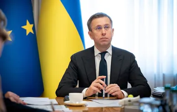 Премьер-министр Украины Сергей Корецкий во время рабочего совещания в кабинете