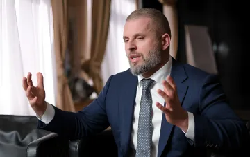 Minister of Youth and Sports of Ukraine Matvii Bednyi speaking at a press conference