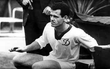 Former football player and coach Jozsef Sabo wearing the Dynamo Kyiv kit during his career