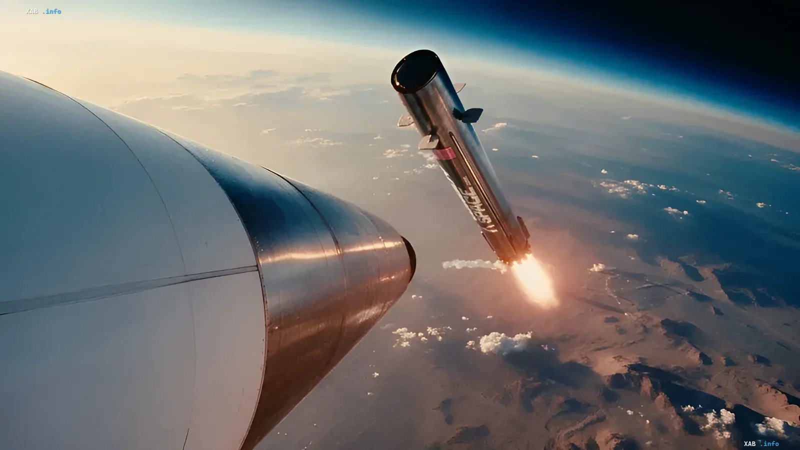 Launch of the Big Iron reusable rocket by startup Cowboy Space in outer space
